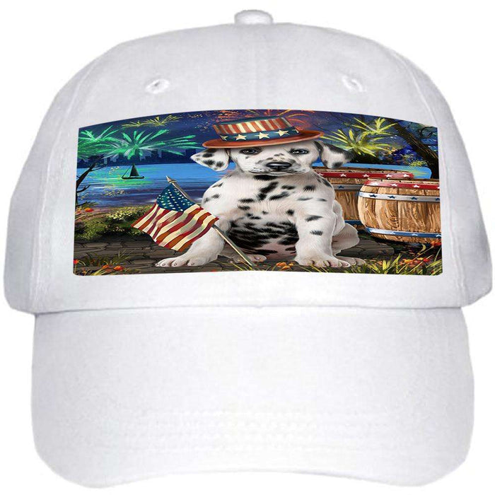4th of July Independence Day Fireworks Dalmatian Dog at the Lake Ball Hat Cap HAT57171