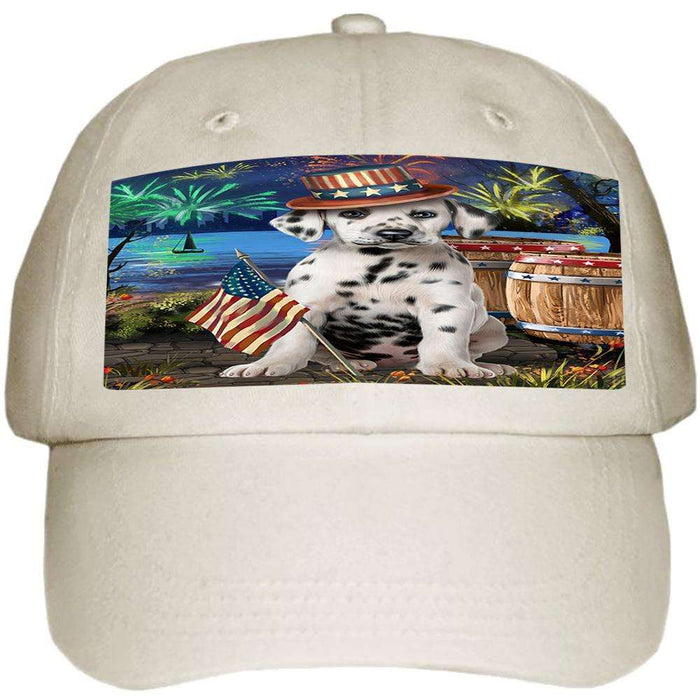 4th of July Independence Day Fireworks Dalmatian Dog at the Lake Ball Hat Cap HAT57171