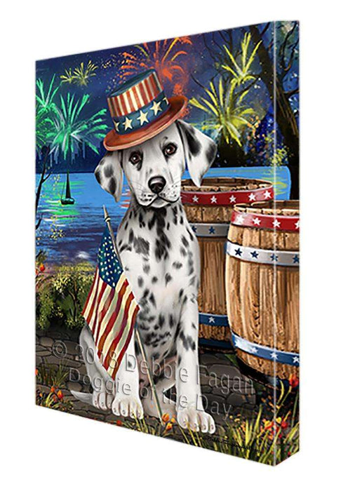 4th of July Independence Day Fireworks Dalmatian Dog at the Lake Canvas Print Wall Art Décor CVS75293