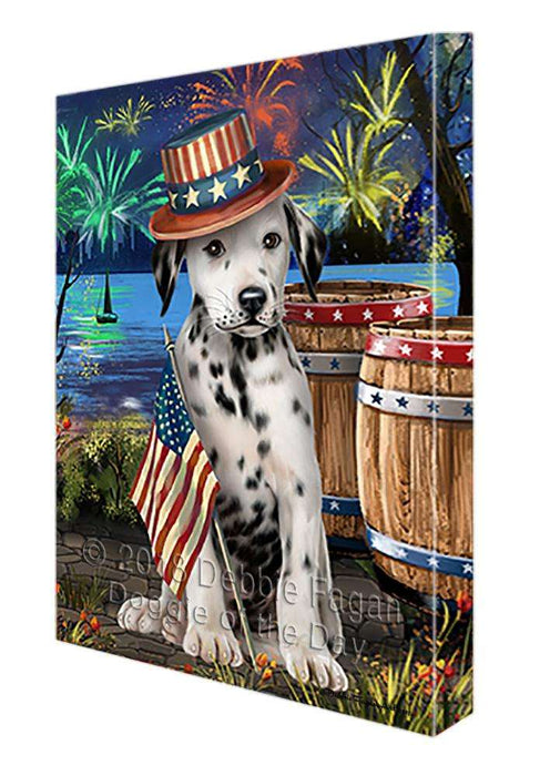 4th of July Independence Day Fireworks Dalmatian Dog at the Lake Canvas Print Wall Art Décor CVS75302