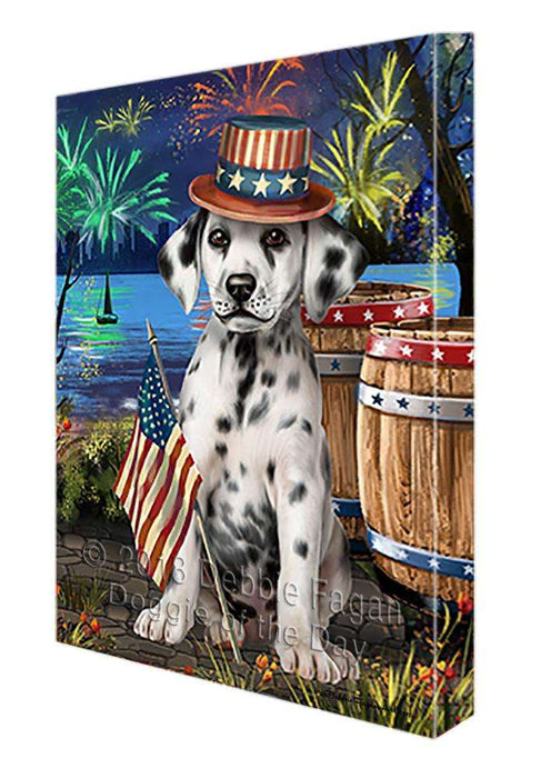 4th of July Independence Day Fireworks Dalmatian Dog at the Lake Canvas Print Wall Art Décor CVS75311