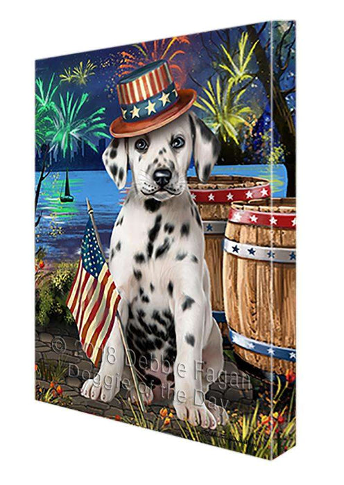 4th of July Independence Day Fireworks Dalmatian Dog at the Lake Canvas Print Wall Art Décor CVS75320