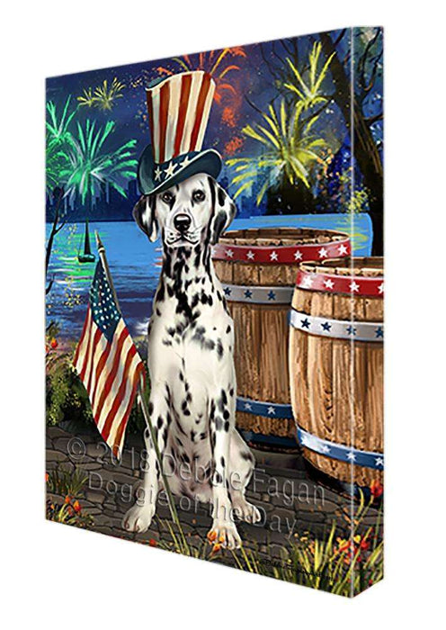 4th of July Independence Day Fireworks Dalmatian Dog at the Lake Canvas Print Wall Art Décor CVS75329