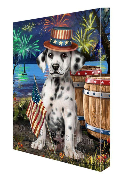 4th of July Independence Day Fireworks Dalmatian Dog at the Lake Canvas Print Wall Art Décor CVS76895