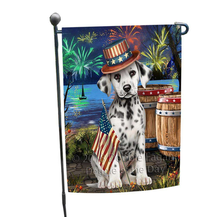 4th of July Independence Day Fireworks  Dalmatian Dog at the Lake Garden Flag GFLG50889