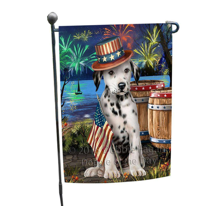 4th of July Independence Day Fireworks  Dalmatian Dog at the Lake Garden Flag GFLG50890