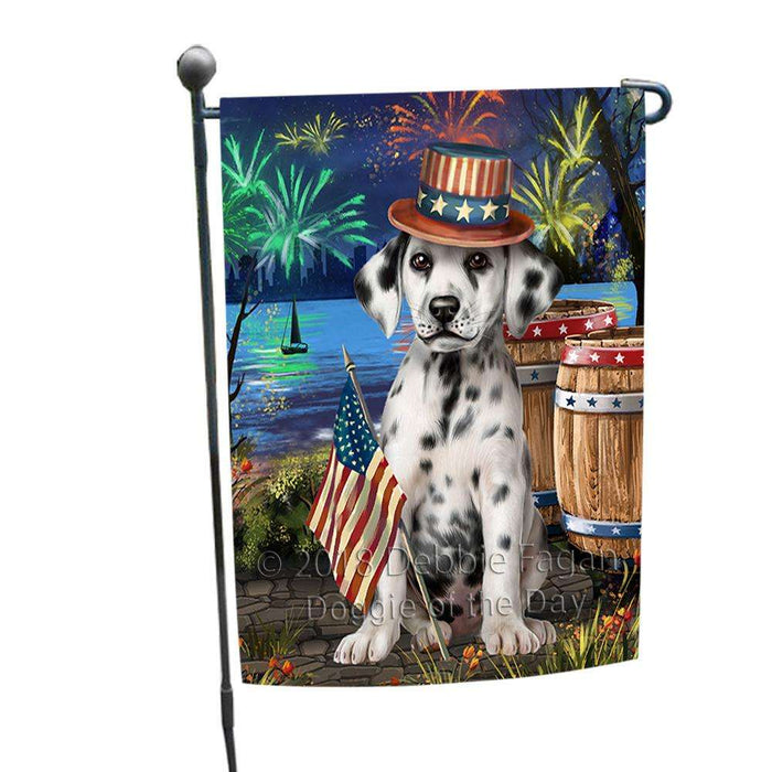 4th of July Independence Day Fireworks  Dalmatian Dog at the Lake Garden Flag GFLG50891