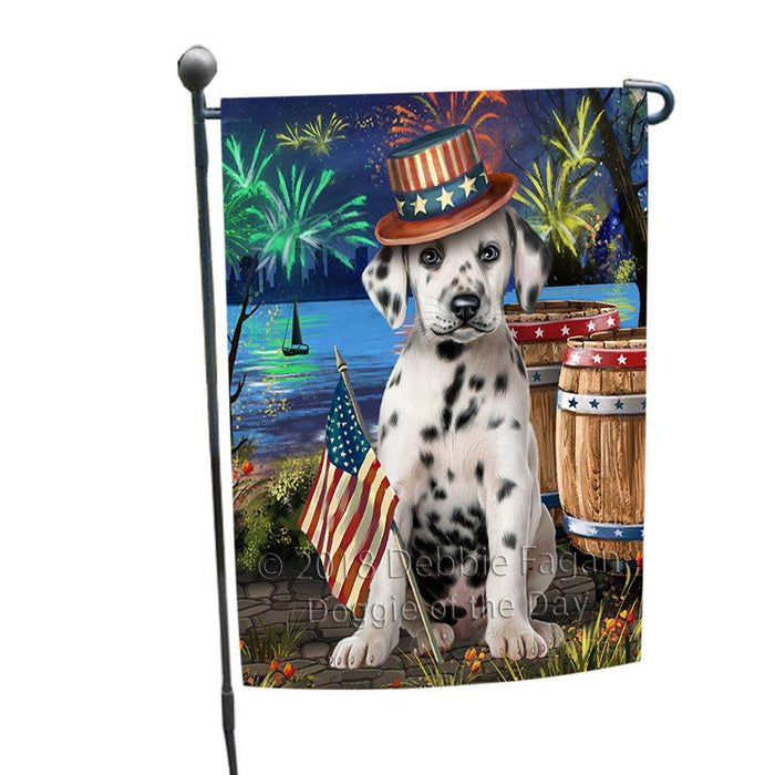 4th of July Independence Day Fireworks  Dalmatian Dog at the Lake Garden Flag GFLG50892