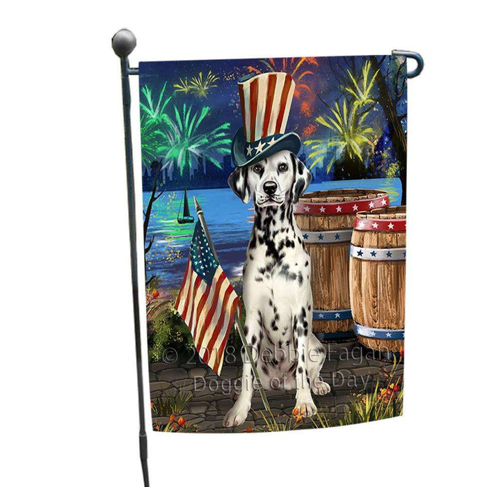 4th of July Independence Day Fireworks  Dalmatian Dog at the Lake Garden Flag GFLG50893