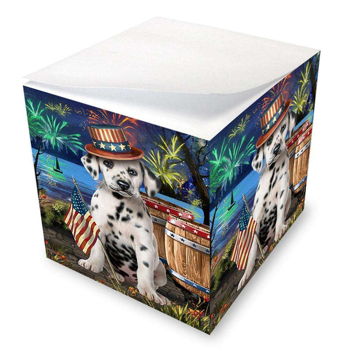 4th of July Independence Day Fireworks Dalmatian Dog at the Lake Note Cube NOC50970