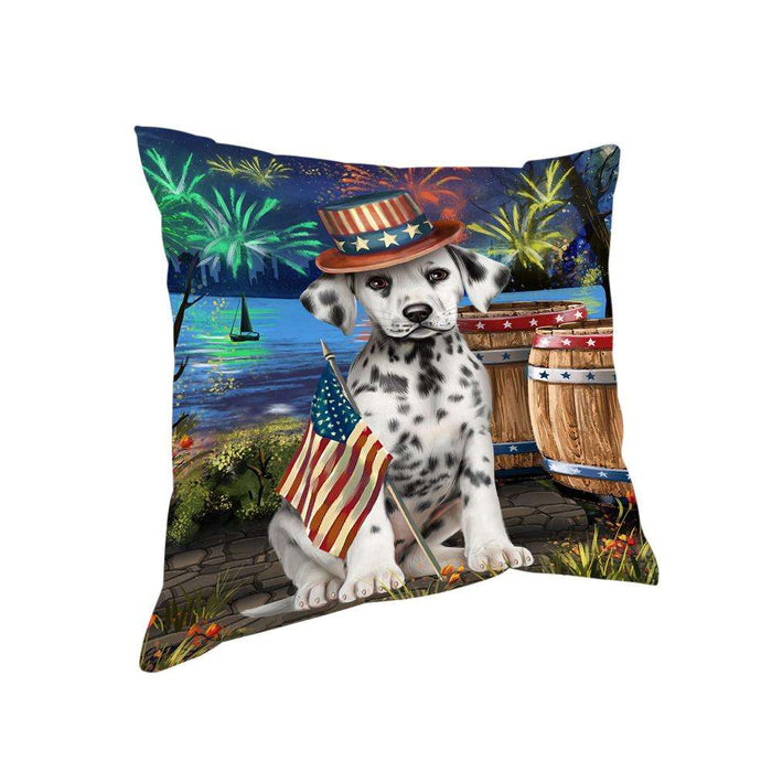 4th of July Independence Day Fireworks Dalmatian Dog at the Lake Pillow PIL59932