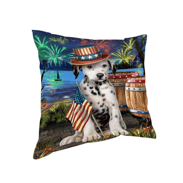 4th of July Independence Day Fireworks Dalmatian Dog at the Lake Pillow PIL59936