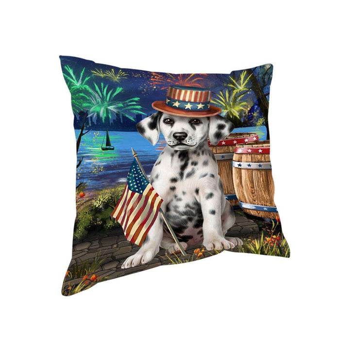 4th of July Independence Day Fireworks Dalmatian Dog at the Lake Pillow PIL59940