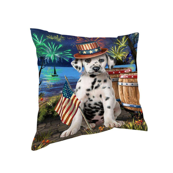 4th of July Independence Day Fireworks Dalmatian Dog at the Lake Pillow PIL59944
