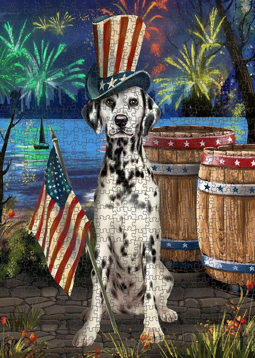 4th of July Independence Day Fireworks Dalmatian Dog at the Lake Puzzle with Photo Tin PUZL56775