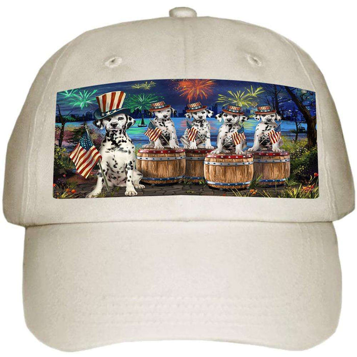 4th of July Independence Day Fireworks Dalmatians at the Lake Ball Hat Cap HAT56829