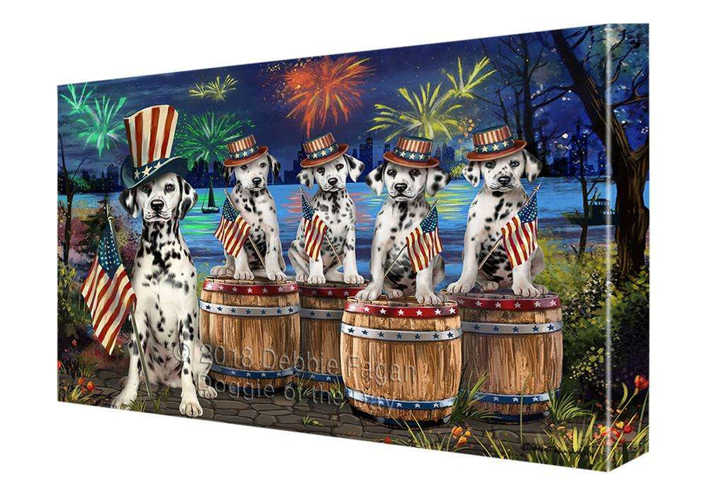 4th of July Independence Day Fireworks Dalmatians at the Lake Canvas Print Wall Art Décor CVS75878