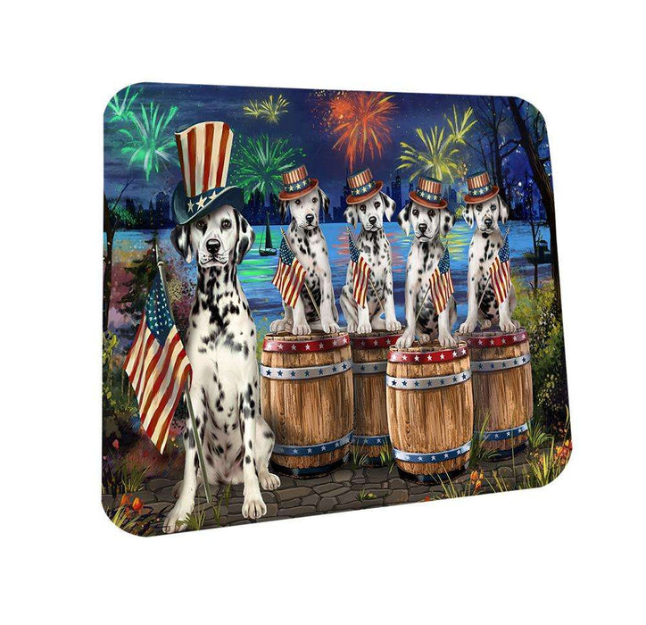 4th of July Independence Day Fireworks Dalmatians at the Lake Coasters Set of 4 CST50991