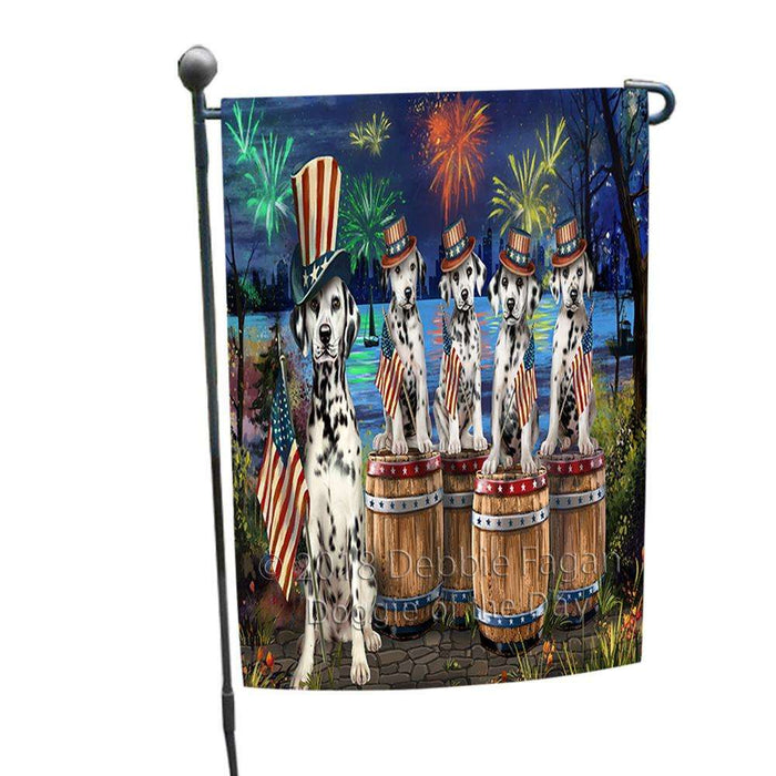 4th of July Independence Day Fireworks Dalmatians at the Lake Garden Flag GFLG50954
