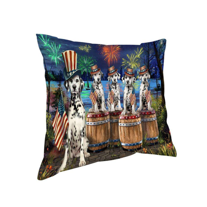 4th of July Independence Day Fireworks Dalmatians at the Lake Pillow PIL60192