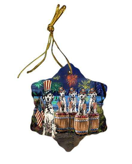 4th of July Independence Day Fireworks Dalmatians at the Lake Star Porcelain Ornament SPOR51024