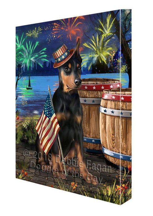 4th of July Independence Day Fireworks Doberman Pinscher Dog at the Lake Canvas Print Wall Art Décor CVS76931