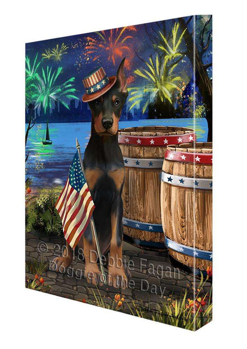 4th of July Independence Day Fireworks Doberman Pinscher Dog at the Lake Canvas Print Wall Art Décor CVS76940