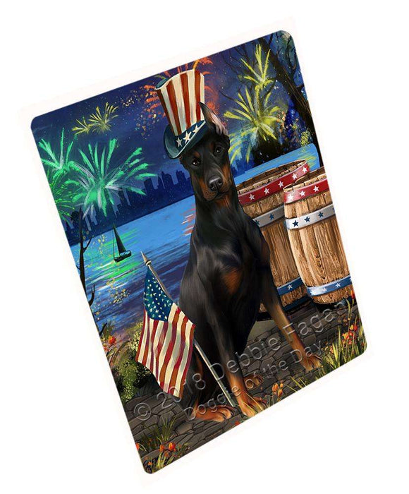 4th of July Independence Day Fireworks Doberman Pinscher Dog at the Lake Large Refrigerator / Dishwasher Magnet RMAG66936