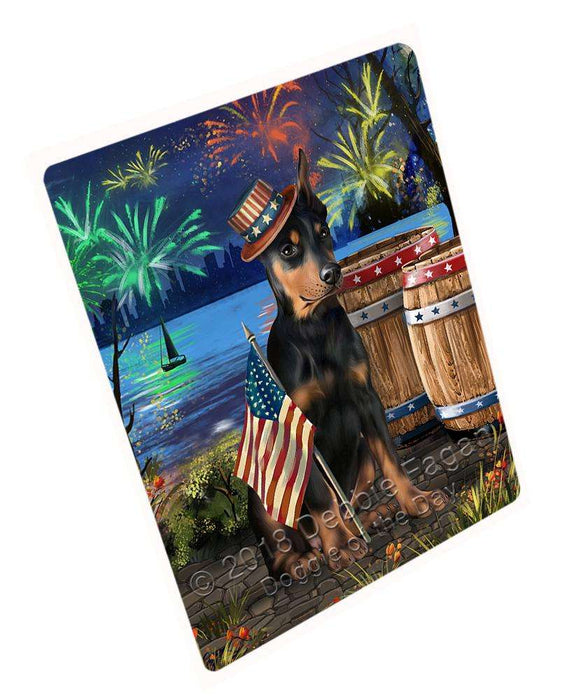 4th of July Independence Day Fireworks Doberman Pinscher Dog at the Lake Large Refrigerator / Dishwasher Magnet RMAG66942