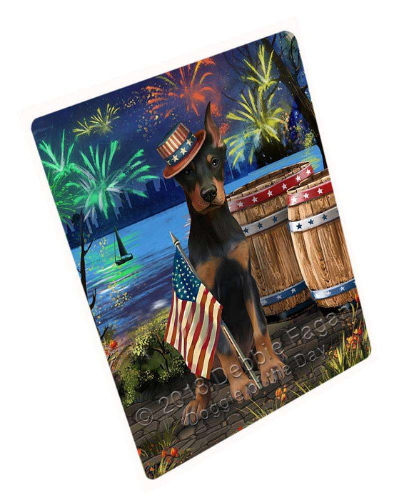 4th of July Independence Day Fireworks Doberman Pinscher Dog at the Lake Large Refrigerator / Dishwasher Magnet RMAG66948