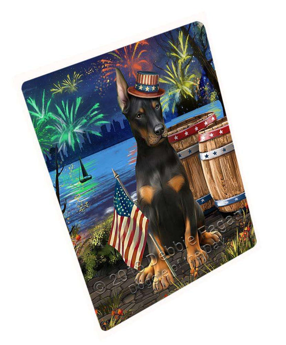 4th of July Independence Day Fireworks Doberman Pinscher Dog at the Lake Large Refrigerator / Dishwasher Magnet RMAG66954