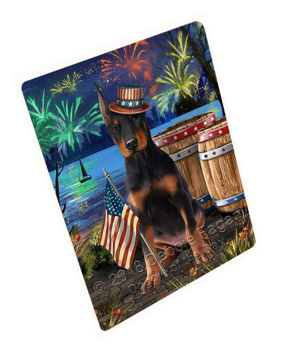 4th of July Independence Day Fireworks Doberman Pinscher Dog at the Lake Large Refrigerator / Dishwasher Magnet RMAG66960