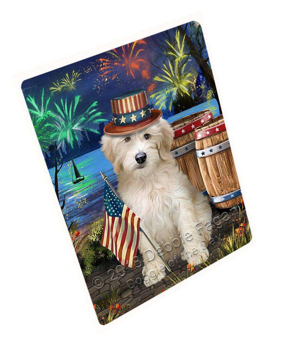 4th of July Independence Day Fireworks Goldendoodle Dog at the Lake Blanket BLNKT76494