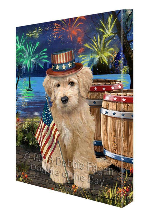 4th of July Independence Day Fireworks Goldendoodle Dog at the Lake Canvas Print Wall Art Décor CVS76985