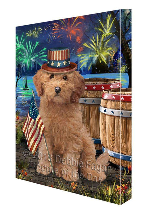 4th of July Independence Day Fireworks Goldendoodle Dog at the Lake Canvas Print Wall Art Décor CVS76994