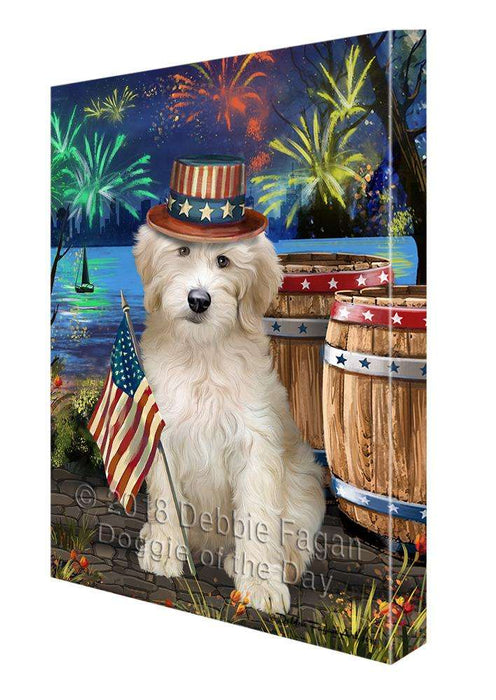 4th of July Independence Day Fireworks Goldendoodle Dog at the Lake Canvas Print Wall Art Décor CVS77003