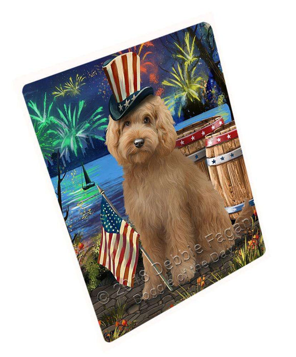 4th of July Independence Day Fireworks Goldendoodle Dog at the Lake Large Refrigerator / Dishwasher Magnet RMAG66966