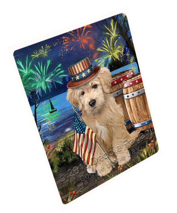 4th of July Independence Day Fireworks Goldendoodle Dog at the Lake Large Refrigerator / Dishwasher Magnet RMAG66978