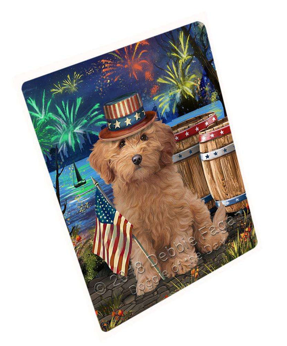 4th of July Independence Day Fireworks Goldendoodle Dog at the Lake Large Refrigerator / Dishwasher Magnet RMAG66984