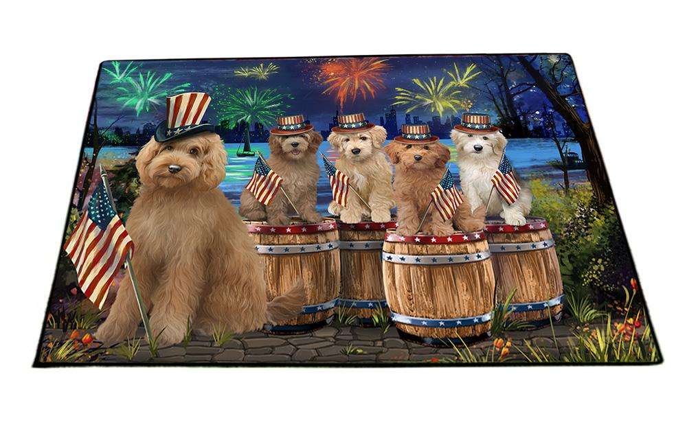 4th of July Independence Day Fireworks Goldendoodles at the Lake Floormat FLMS50928