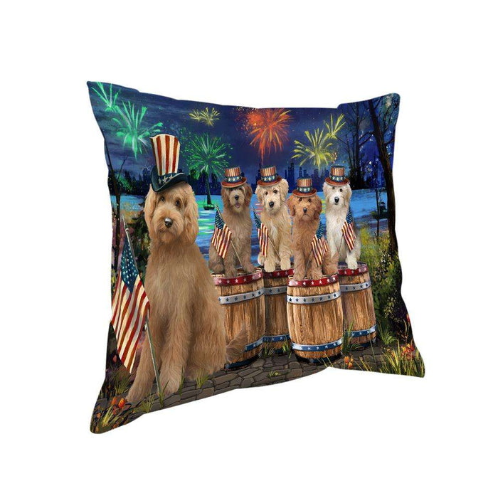 4th of July Independence Day Fireworks Goldendoodles at the Lake Pillow PIL60200