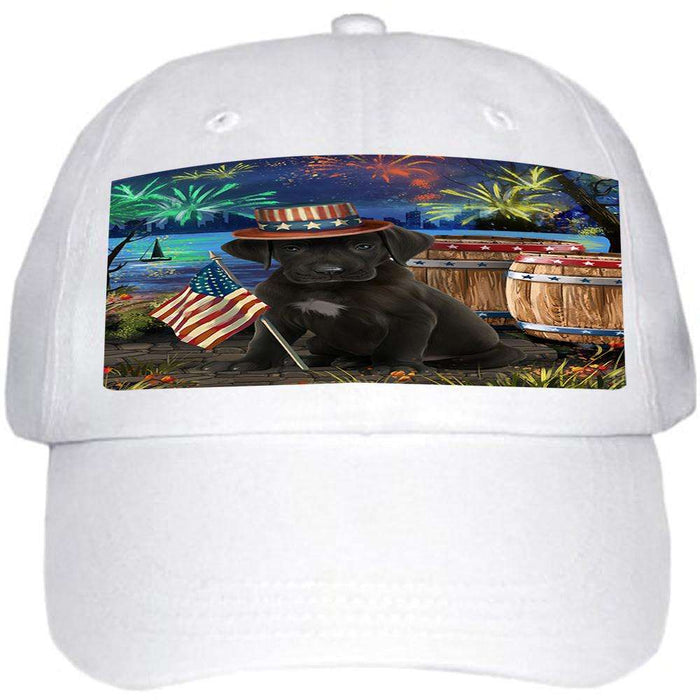 4th of July Independence Day Fireworks Great Dane Dog at the Lake Ball Hat Cap HAT56658