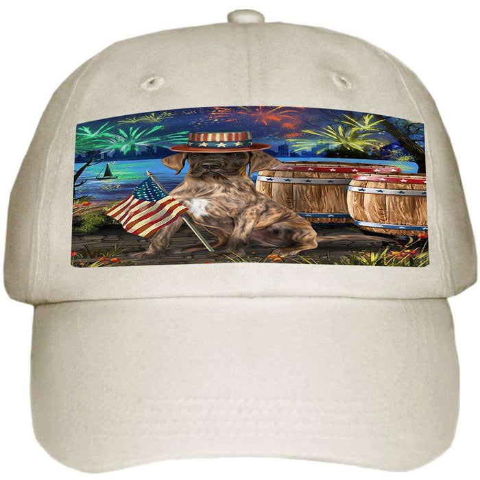 4th of July Independence Day Fireworks Great Dane Dog at the Lake Ball Hat Cap HAT56661