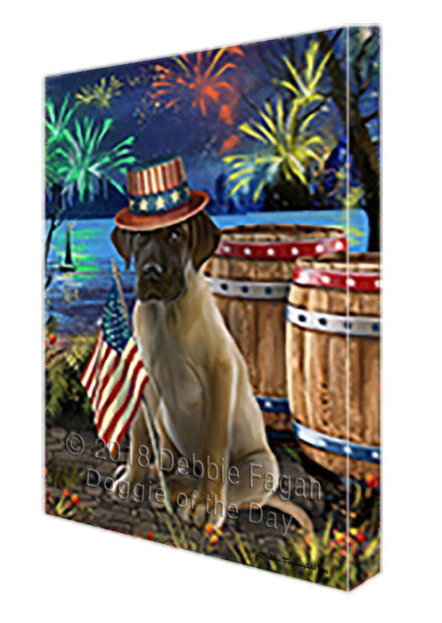 4th of July Independence Day Fireworks Great Dane Dog at the Lake Canvas Print Wall Art Décor CVS75356