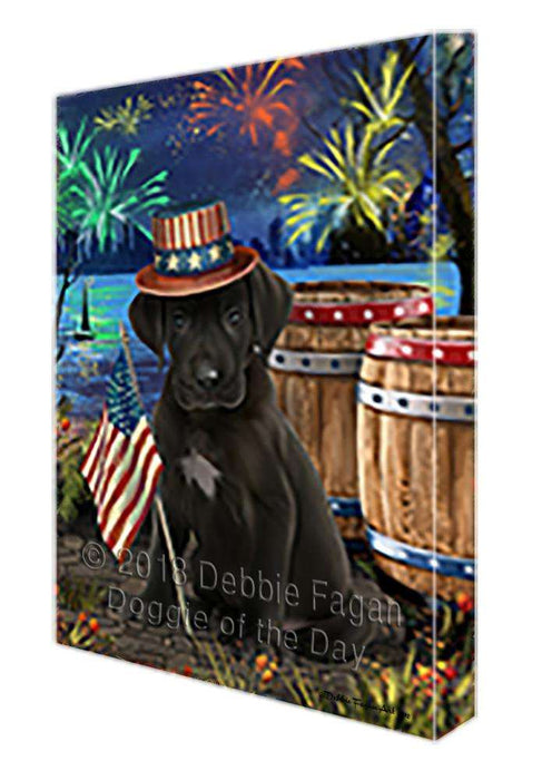 4th of July Independence Day Fireworks Great Dane Dog at the Lake Canvas Print Wall Art Décor CVS75365