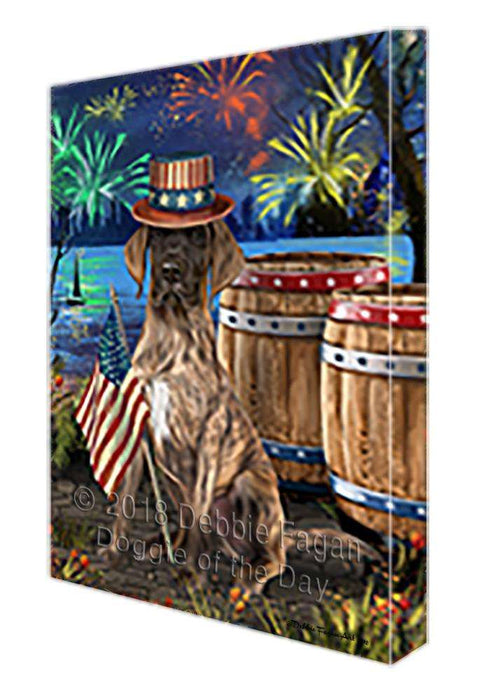 4th of July Independence Day Fireworks Great Dane Dog at the Lake Canvas Print Wall Art Décor CVS75374