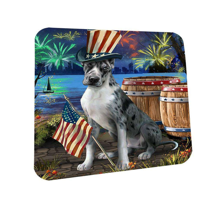 4th of July Independence Day Fireworks Great Dane Dog at the Lake Coasters Set of 4 CST50931