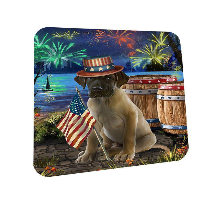 4th of July Independence Day Fireworks Great Dane Dog at the Lake Coasters Set of 4 CST50933
