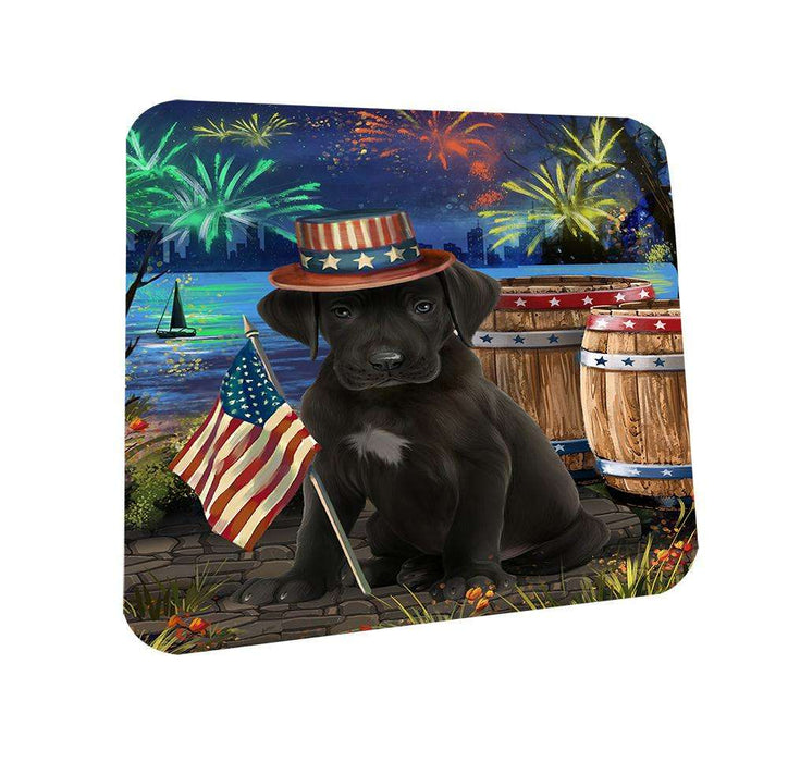 4th of July Independence Day Fireworks Great Dane Dog at the Lake Coasters Set of 4 CST50934