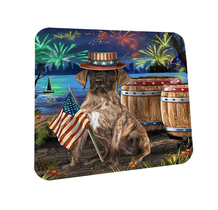 4th of July Independence Day Fireworks Great Dane Dog at the Lake Coasters Set of 4 CST50935